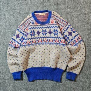 Rare Vintage 40s Jantzen Ski Queen Goetzen Fair Isle Sweater Nordic Knit Size 42
